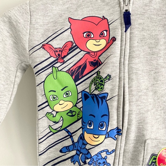 PJMasks Grey Character Zipper Hoodie Size 4t NWT - Picture 2 of 6